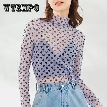 Осенне-летние женские сексуальные топы с длинными рукавами, блузки, прозрачные клубные рубашки в стиле панк, футболки, пляжные топы XXL белый