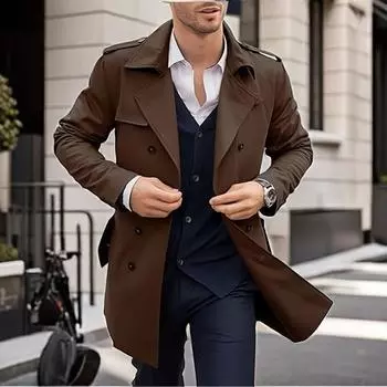 Осенне-весеннее мужское пальто средней и длинной длины, двубортный повседневный тренчкот M
