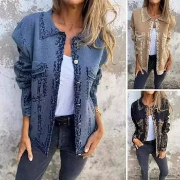 Осенне-весеннее пальто с карманом-клапаном, отложным воротником, длинными рукавами, однобортное, винтажное, повседневная одежда, верхняя одежда для активного отдыха, повседневная куртка M синий