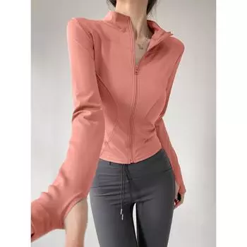 Осенне-весеннее женское быстросохнущее спортивное пальто, женская обтягивающая куртка для йоги, куртка на молнии с длинным рукавом, женская куртка для бега и фитнеса XS темный кофе