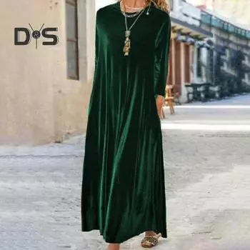 Осенне-весеннее женское платье с круглым вырезом, свободное однотонное пуловер с длинными рукавами, мягкое теплое повседневное платье макси до щиколотки 3XL вино красного