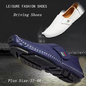 Осенне-весенние мужские лоферы на плоской подошве, повседневная кожаная обувь в горошек, мягкие удобные прогулочные туфли для вождения, большие размеры 36-47 36 белый