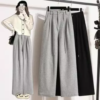 Осенне-весенние женские брюки больших размеров, длинные, эластичные, свободные, однотонные, свободные, повседневные, женские, с высокой талией, брюки в пол XXXXXL чёрный
