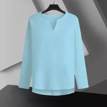 Осенне-весенний мужской топ свободного покроя с V-образным вырезом, эластичный пуловер с длинными рукавами, большие размеры, чистый XXXXL белый