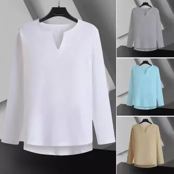 Осенне-весенний мужской топ свободного покроя с V-образным вырезом, эластичный пуловер с длинными рукавами, большие размеры, чистый XXXXL белый