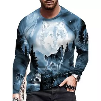 Осенне-весенняя мужская футболка с длинным рукавом и принтом S