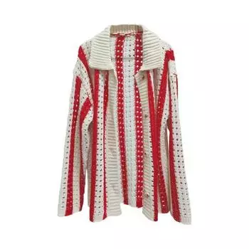 Осенне-весенняя мужская рубашка-кардиган, вязаная рубашка с отложным воротником, однобортная, свободная, с длинными рукавами, соответствующего цвета M красный