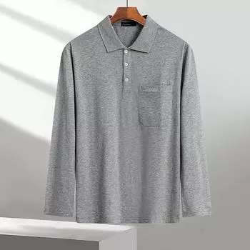 Осенне-весенняя мужская рубашка на пуговицах с отложным воротником, длинными рукавами, свободного кроя, однотонная, с нагрудным карманом, повседневная одежда, нижняя часть верха M светло-серый
