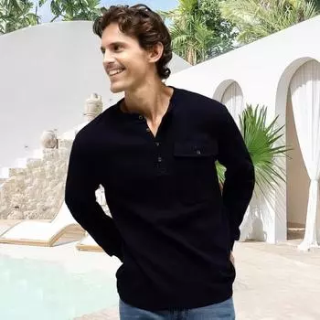 Осенне-весенняя мужская рубашка с круглым вырезом, нагрудным карманом на пуговицах, эластичными манжетами, утолщенным однотонным пуловером, свободным повседневным деловым стилем S серый