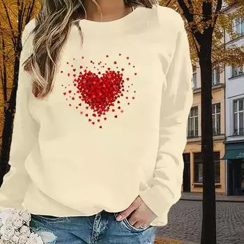 Осенне-весенняя одежда с принтом «лепестки роз» и «любовь», топы-свитера для женщин с круглым вырезом и длинным рукавом XS чёрный