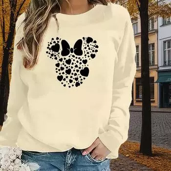 Осенне-весенняя одежда с рисунком аватара и галстука-бабочки, свитер, топы для женщин, круглый вырез, длинный рукав XS чёрный