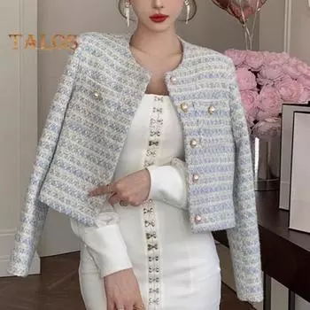 Осенне-весенняя женская куртка в стиле ретро с пуговицами, круглым вырезом, однобортная, с нагрудными карманами, длинными рукавами, свободное пальто для поездок на работу и свиданий S синий