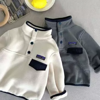 Осенне-зимнее детское флисовое утолщенное хлопковое пальто 90cm слоновая кость