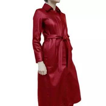 Осенне-зимнее длинное кожаное пальто, кожаная ветровка, пальто для женщин M