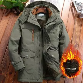 Осенне-зимнее длинное мужское свободное утепленное пальто для отдыха на открытом воздухе с толстым теплым утеплителем M