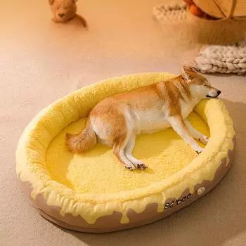Осенне-зимнее гнездо для большой собаки Little Bee Oval, теплое и утолщенное, для кошек, золотистых ретриверов, бархатное гнездо для домашних животных, съемное и моющееся гнездо для кошек S: 45 * 35CM