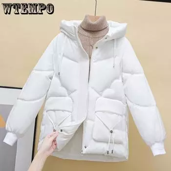 Осенне-зимнее хлебное пальто, свободная женская хлопковая куртка, утолщенное хлопковое пальто, верхняя одежда 4XL белый