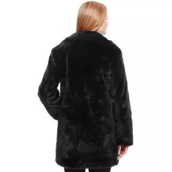 Осенне-зимнее искусственное меховое пальто однобортное пальто средней и длинной длины шуба из кролика женская шуба с небольшим воротником-стойкой S чёрный