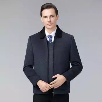 Осенне-зимнее кашемировое пальто мужское средней длины для среднего возраста, деловое повседневное шерстяное пальто с лацканами 170