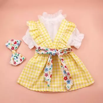 Осенне-зимнее клетчатое платье, комплект с рубашкой для собак, юбка с шлейкой для собак, школьный наряд для домашних собак, рождественский костюм, платья для собак маленьких собак XS