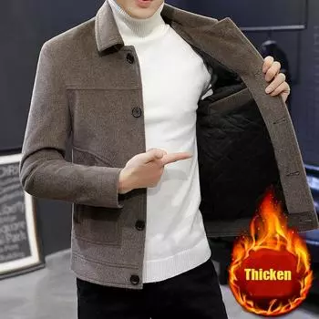 Осенне-зимнее короткое шерстяное пальто из мериносовой шерсти, мужская корейская куртка с имитацией норки, модная тяжелая одежда, мужское пальто Heren Jas 4XL