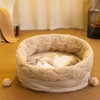 Осенне-зимнее кошачье гнездо складное двухстороннее круглое кольцо-гнездо бархатная структура в виде облака глубокий сон бионический воздушный бархат высокое тепло M