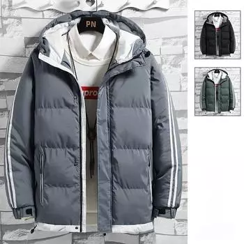 Осенне-зимнее модное однотонное мужское хлопковое пальто, утолщенное, большого размера, свободное повседневное хлопковое пальто, повседневная куртка с капюшоном для мужчин M зелёный