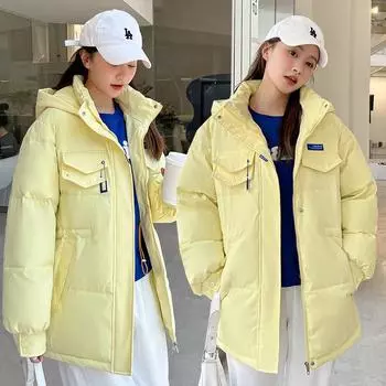 Осенне-зимнее модное однотонное женское хлопковое пальто, утолщенное, большого размера, свободное повседневное хлопковое пальто, женское повседневное пальто с капюшоном XXL белый