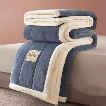 Осенне-зимнее молочное бархатное хлопковое одеяло, одеяло для сна, чехол для дивана, одеяло для офиса, осенне-зимнее маленькое одеяло из кораллового бархата 120x200cm синий