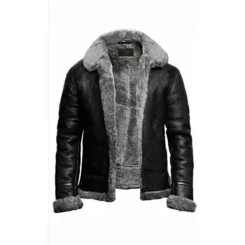 Осенне-зимнее мужское цельное пальто из искусственного меха с длинными рукавами S зелёный