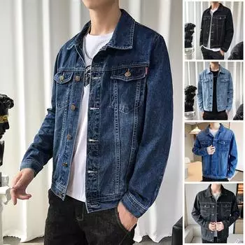 Осенне-зимнее мужское джинсовое зимнее пальто куртка мужская мода красивая корейская версия с бархатом по желанию прилив M