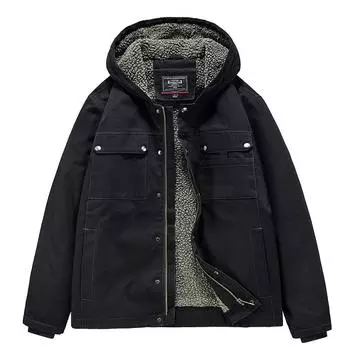 Осенне-зимнее мужское хлопковое пальто с капюшоном, новая рабочая одежда, утолщенное хлопковое пальто из овечьей шерсти и бархата, хлопковое пальто, куртка для мужчин M