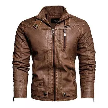 Осенне-зимнее мужское кожаное пальто, новая кожаная куртка в стиле ретро, трендовое брендовое мужское пальто из искусственной кожи высокого качества в стиле ретро 5XL