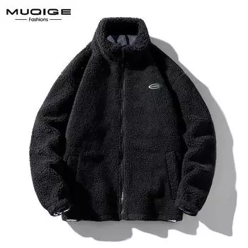 Осенне-зимнее мужское новое модное свободное повседневное пальто из овчины с воротником-стойкой в мужском стиле со свитером для мужчин