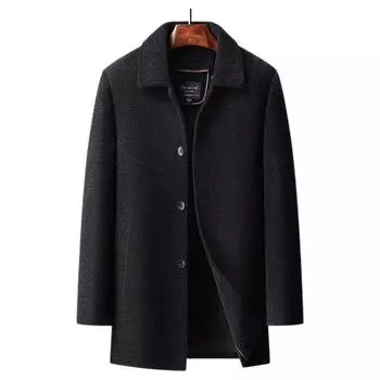 Осенне-зимнее мужское пальто из синели, куртка с длинными и средними лацканами, утолщенная флисовая куртка с подкладкой из кораллового флиса 175