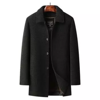 Осенне-зимнее мужское пальто из синели, куртка с длинными и средними лацканами, утолщенная флисовая куртка с подкладкой из кораллового флиса 175