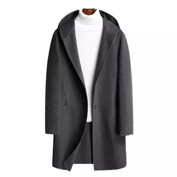 Осенне-зимнее мужское пальто с мехом, среднее и длинное пальто с капюшоном, тренчкот, мужское пальто M