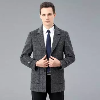 Осенне-зимнее мужское пальто среднего возраста из двухстороннего кашемира, утолщенное костюмное шерстяное пальто для папы 170