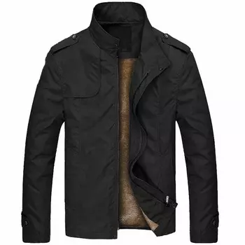 Осенне-зимнее мужское плюшевое утолщенное пальто, повседневная куртка из хлопка с воротником-стойкой L хаки