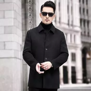 Осенне-зимнее мужское шерстяное пальто из утолщенной шерсти с двух сторон, на пуху, шерстяное пальто из кашемира 165