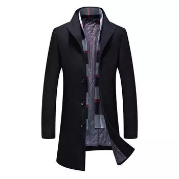 Осенне-зимнее мужское шерстяное пальто Прямые поставки Шерстяной шерстяной модный шарф с хлопком Шерстяное мужское пальто M серый