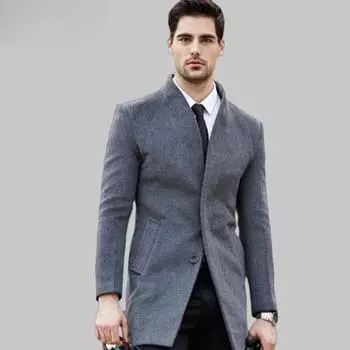 Осенне-зимнее мужское шерстяное пальто средней и длинной длины, корейская версия, облегающее хлопковое утолщенное шерстяное пальто, мужское пальто 170