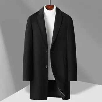 Осенне-зимнее мужское шерстяное пальто средней и длинной длины, однобортное пальто с воротником для костюма, молодежное шерстяное пальто, мужское пальто 170 серый