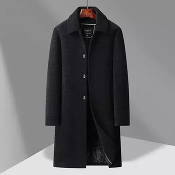 Осенне-зимнее новое длинное бархатное пальто с отворотами, мужское пальто L