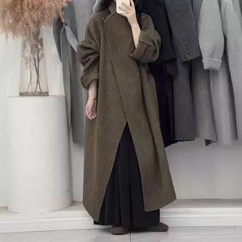 Осенне-зимнее новое двухстороннее кашемировое пальто с большим лацканом, женское пальто высокой моды Hepburn средней и длинной длины из тонкой шерсти S серый
