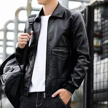 Осенне-зимнее новое кожаное пальто, мужская корейская версия, трендовая повседневная плюшевая мужская красивая кожаная куртка, пальто, мужская одежда 4XL