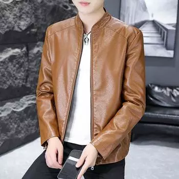Осенне-зимнее новое мотоциклетное кожаное пальто, плюшевое мужское облегающее пальто со стоячим воротником, куртка из искусственной кожи, повседневное красивое ветрозащитное теплое пальто с рюшами 4XL