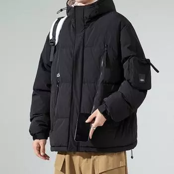 Осенне-зимнее новое мужское модное теплое хлопковое пальто с капюшоном, универсальное свободное молодежное верхнее пальто M