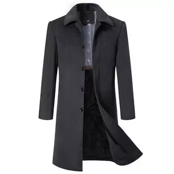 Осенне-зимнее новое мужское шерстяное пальто средней длины, модное деловое шерстяное пальто для папы среднего возраста M-170