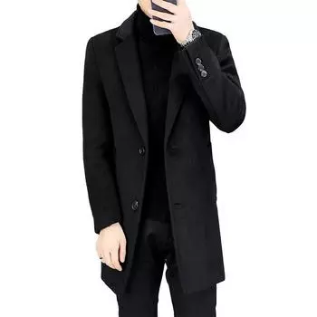 Осенне-зимнее новое мужское шерстяное пальто средней и длинной длины с воротником из хлопка, утолщенное молодежное шерстяное пальто, мужское пальто 170